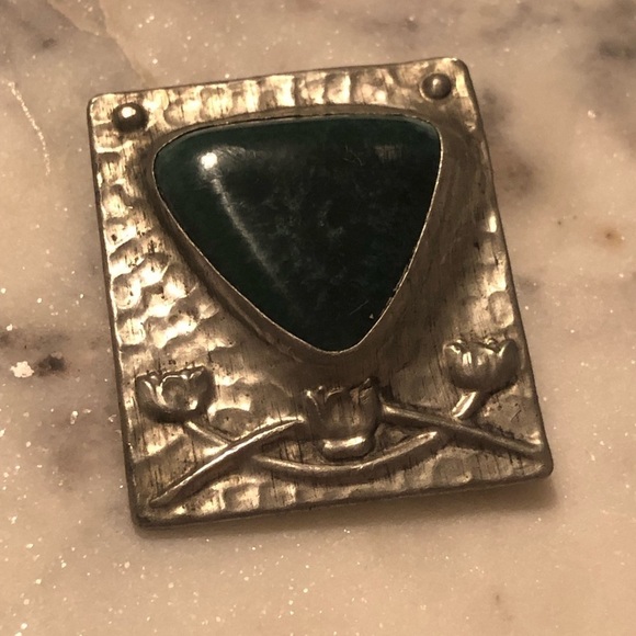 𝅺antique Sterling Scottish Agate Brooch w Raised Intertwined Thistle Motif 1.7” - Picture 2 of 7